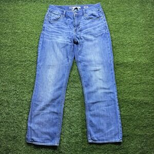 BKE Carter Bootcut Jeans Mens 33R 33x30 Blue Light Wash Denim Cowboy Faded
